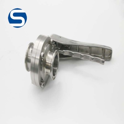 PTFE lined sanitary thread butt weld butterfly valve SS316